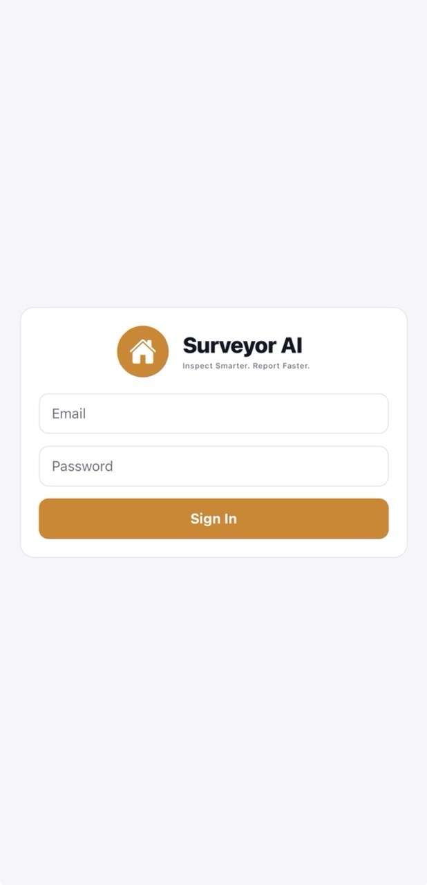 Surveyor AI login screen